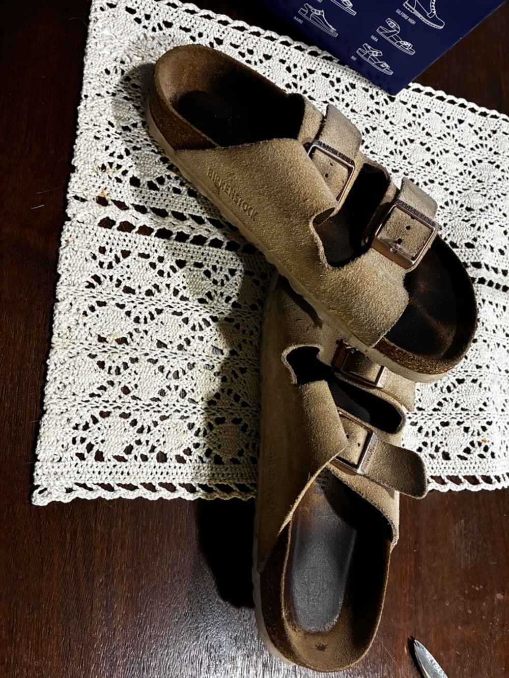 Birkenstock Arizona Suede Two-Strap Sandals in Taupe Brown - Picture 5 of 6